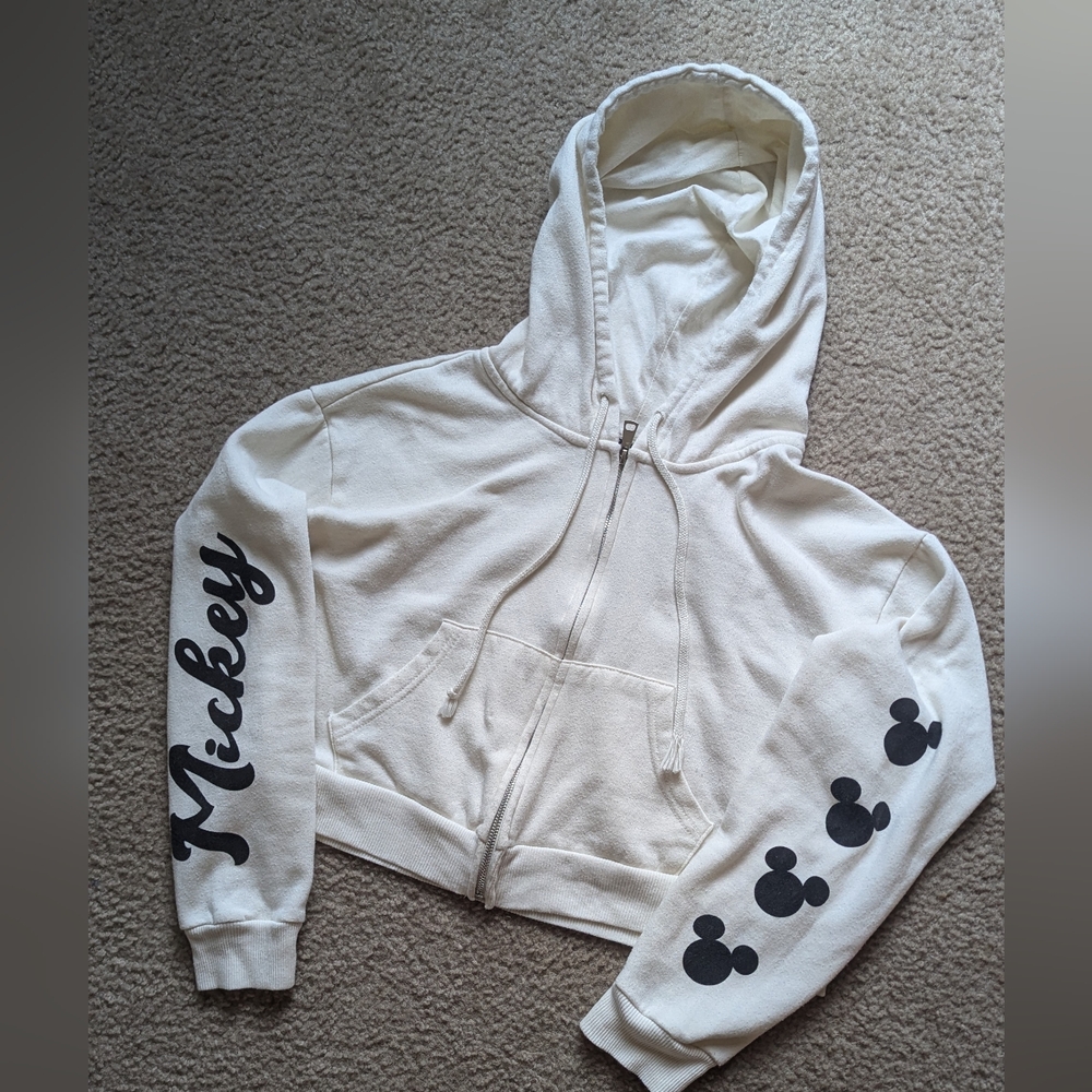 Disney Mickey Mouse cropped length zip up sweatshirt